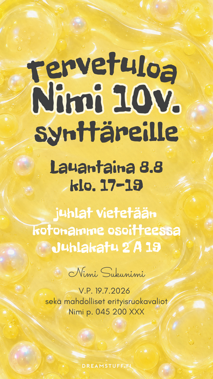 Digitala barninbjudningar med temat - Enhörning och tårta