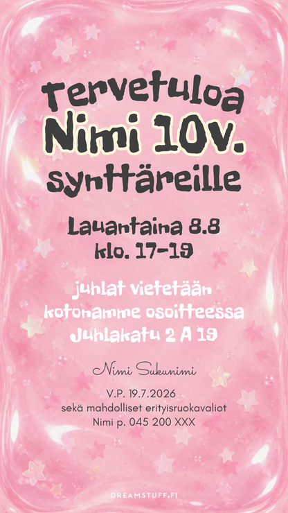 Digital children's invitations with the theme - Unicorn and cake