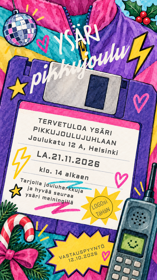 Digitaalinen pikkujoulukutsu – Ysäri | Muokattava kutsu (JPG)