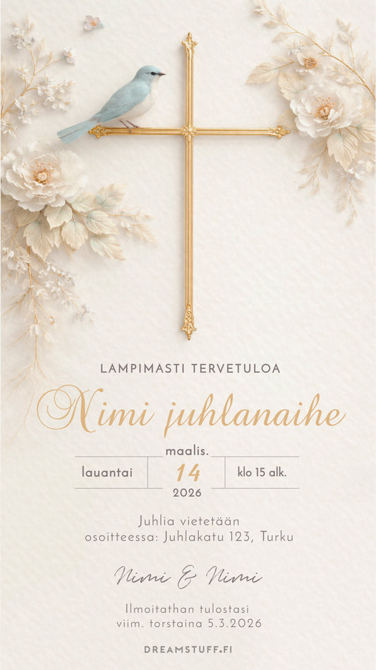 rippikutsu digitaalinen kutsukortti juhliin