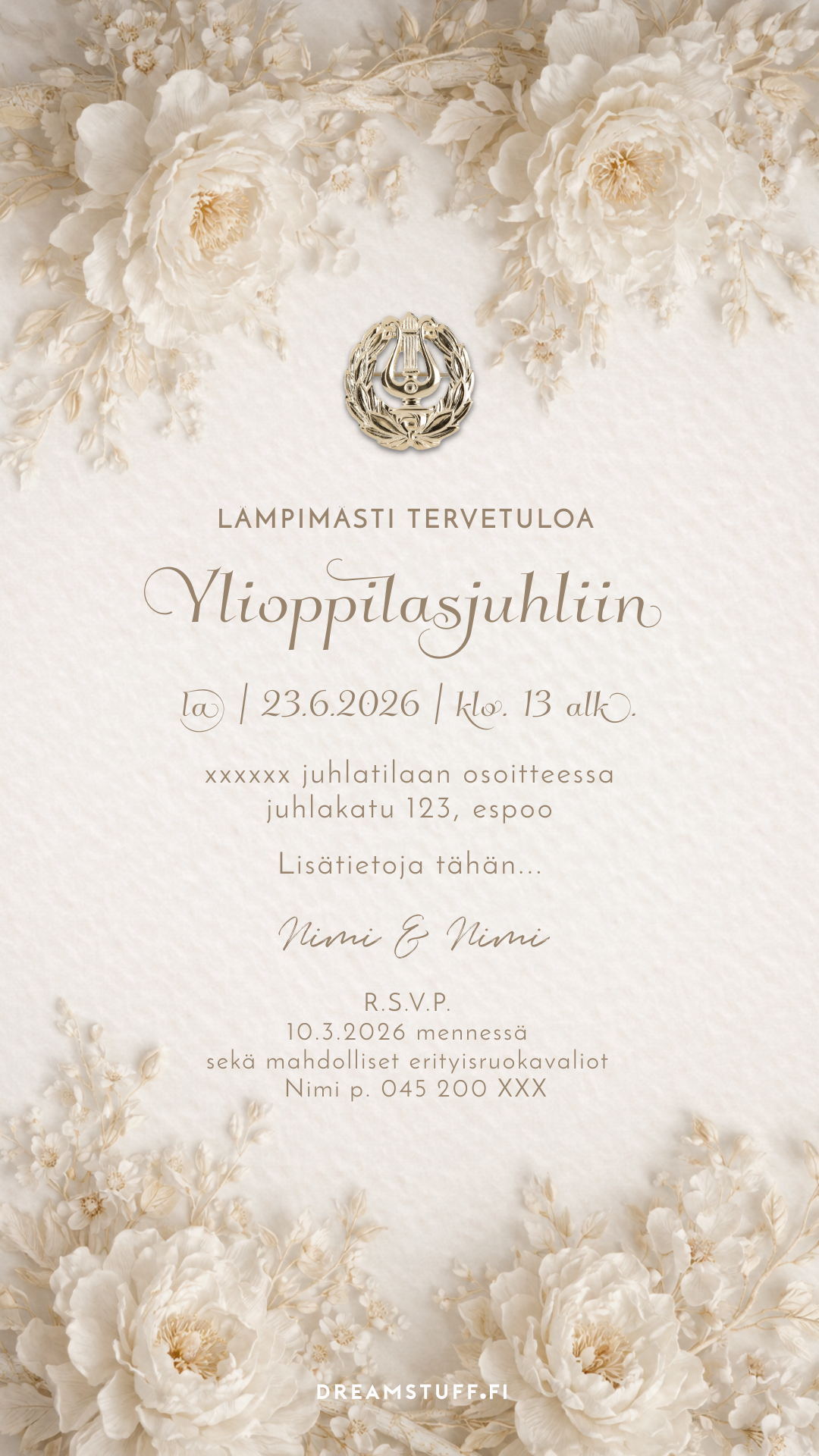 Ylioppilaskutsu digitaalinen, kutsukortti ylioppilasjuhliin helposti ja nopeasti ilman suunnittelua