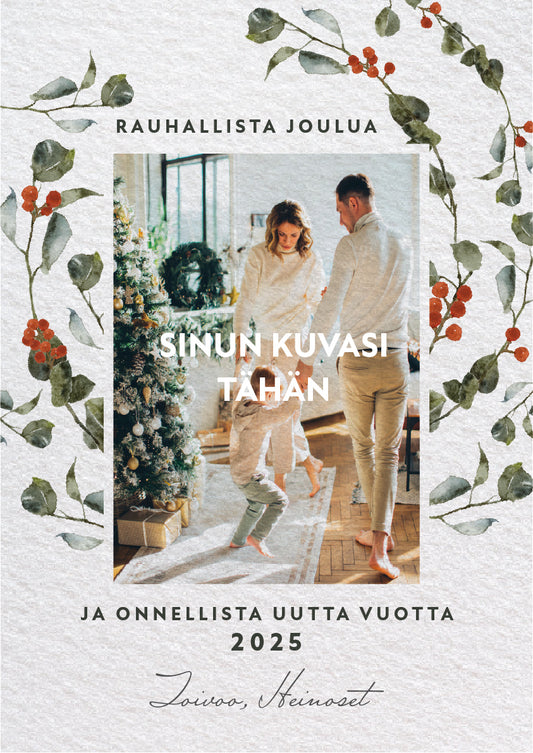 Digitaalinen joulukortti omalla kuvalla - Jouluoksat