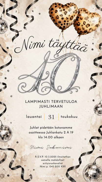 syntymäpäiväkutsu malli aikuisille tyylikäs kutsukortti