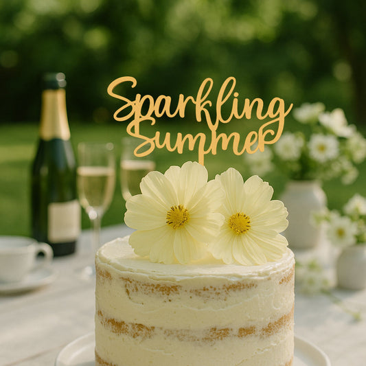 Puinen Sparkling Summer -kakkukoriste kesäiseen kakkuun – Dreamstuffin kaunis koriste puutarhajuhliin.