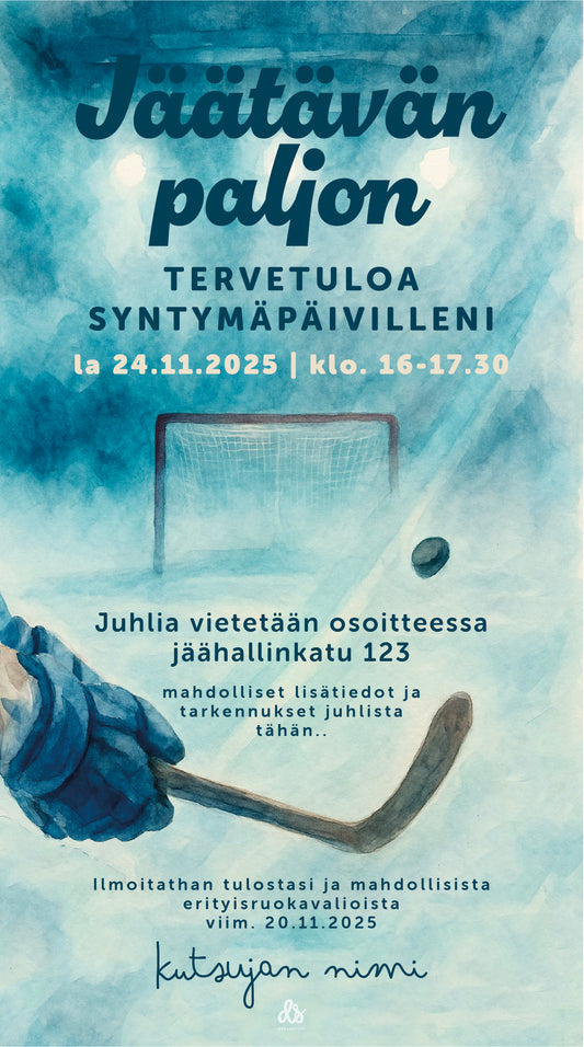 Digitaalinen syntymäpäiväkutsu - Lätkä teemalla
