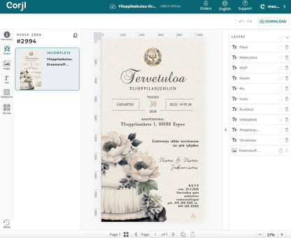 Digital examensinbjudan - Tårta