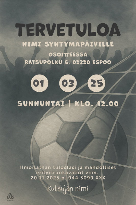 Digitaalinen syntymäpäiväkutsu - Jalkapallo teemalla