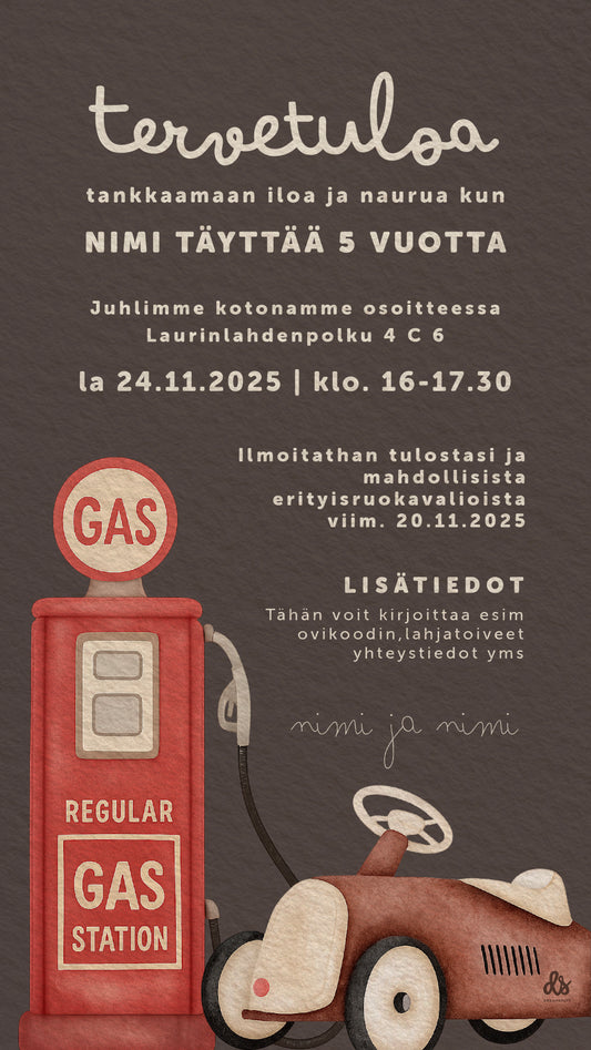 Digitaalinen syntymäpäiväkutsu lapsille - Tankki