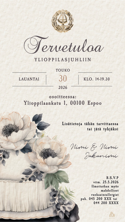 Digital examensinbjudan - Tårta