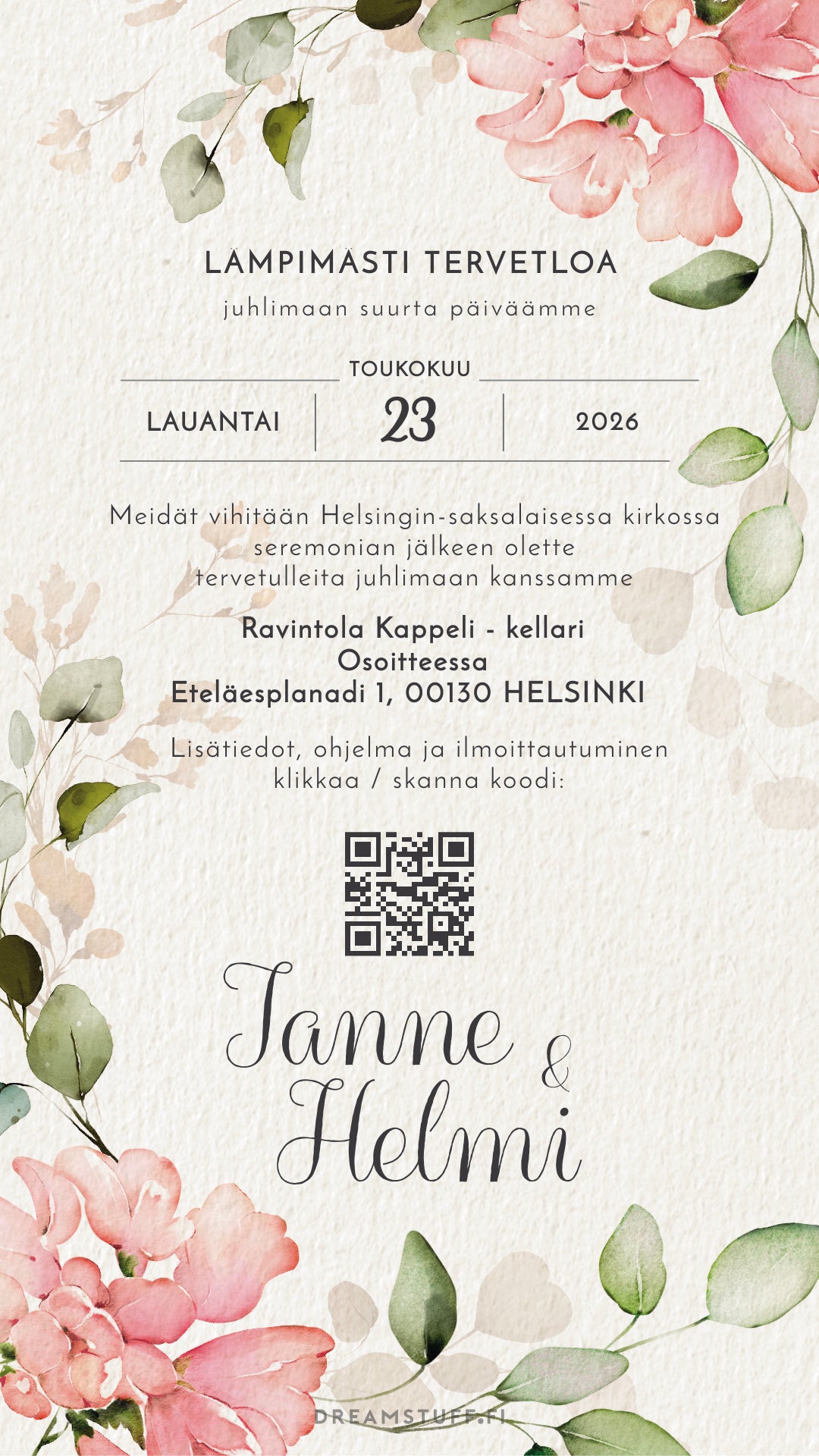 Digitaalinen save the date, kutsu & hääsivusto - Prinsessa