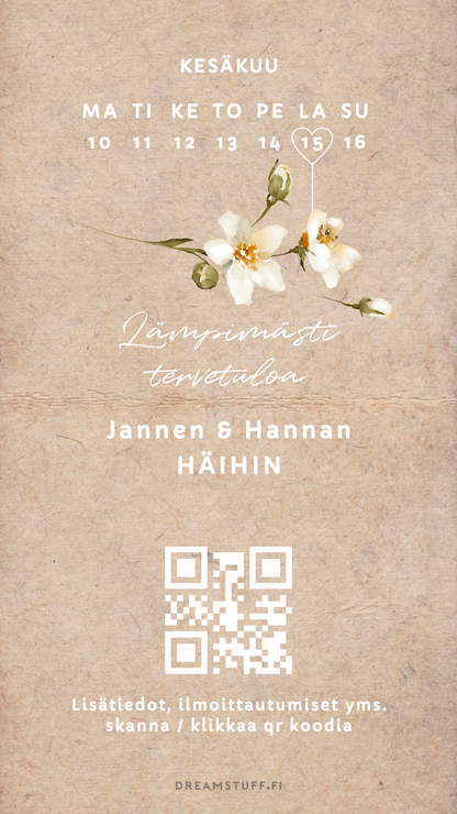 Digitaalinen save the date, kutsu & hääsivusto - Craft