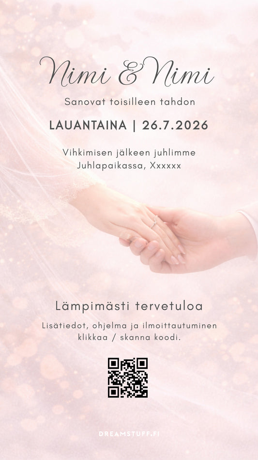 Digitaalinen save the date, kutsu & hääsivusto - Käsi kädessä hääpaketti