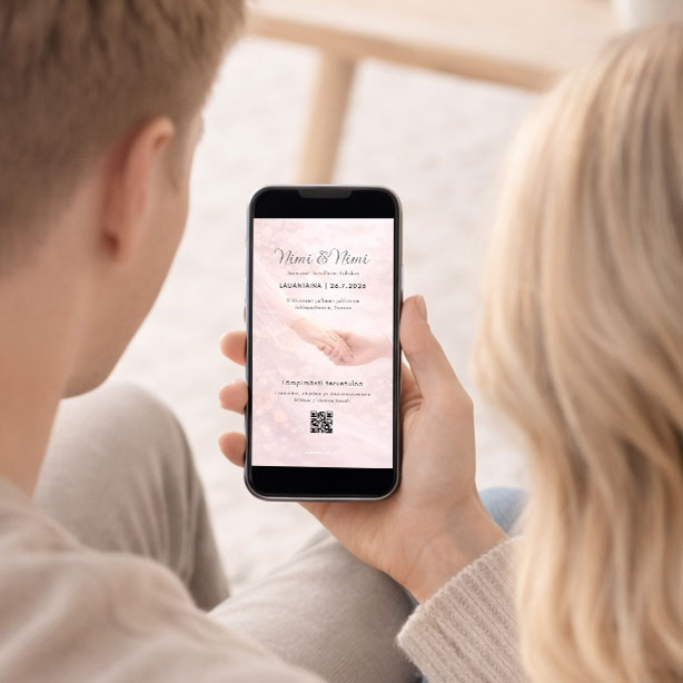 Digitaalinen save the date, kutsu & hääsivusto - Käsi kädessä hääpaketti