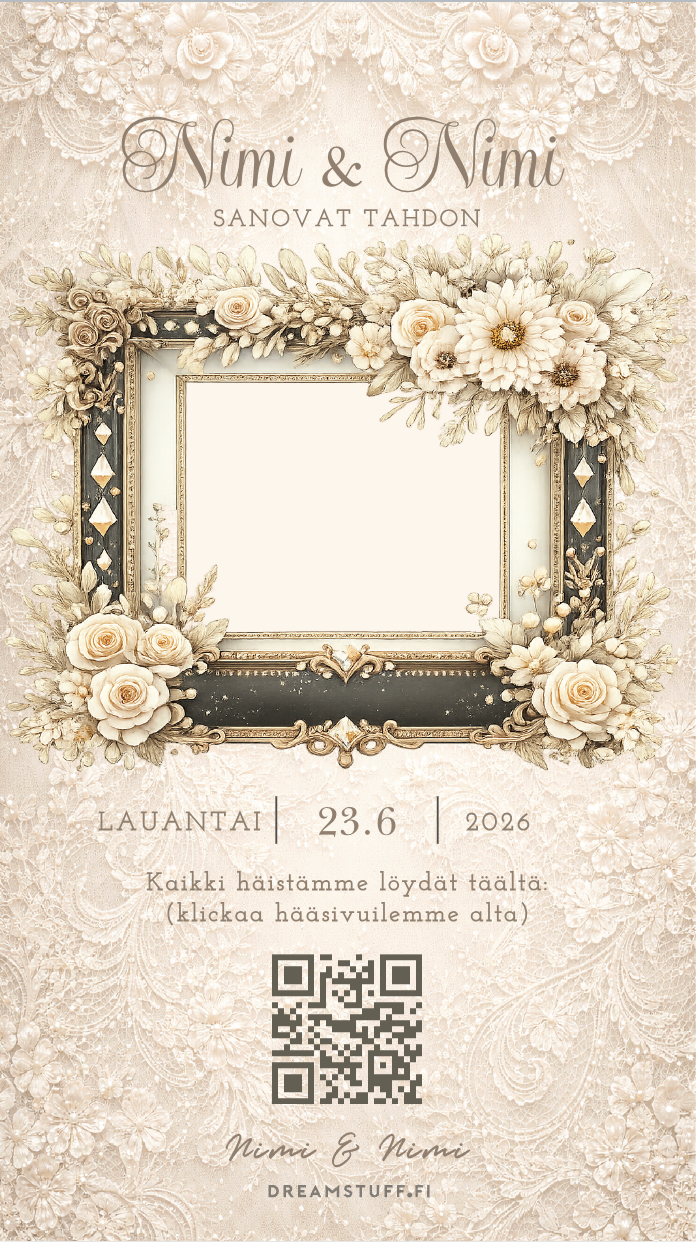 Digitaalinen save the date, kutsu & hääsivusto - Pitsi