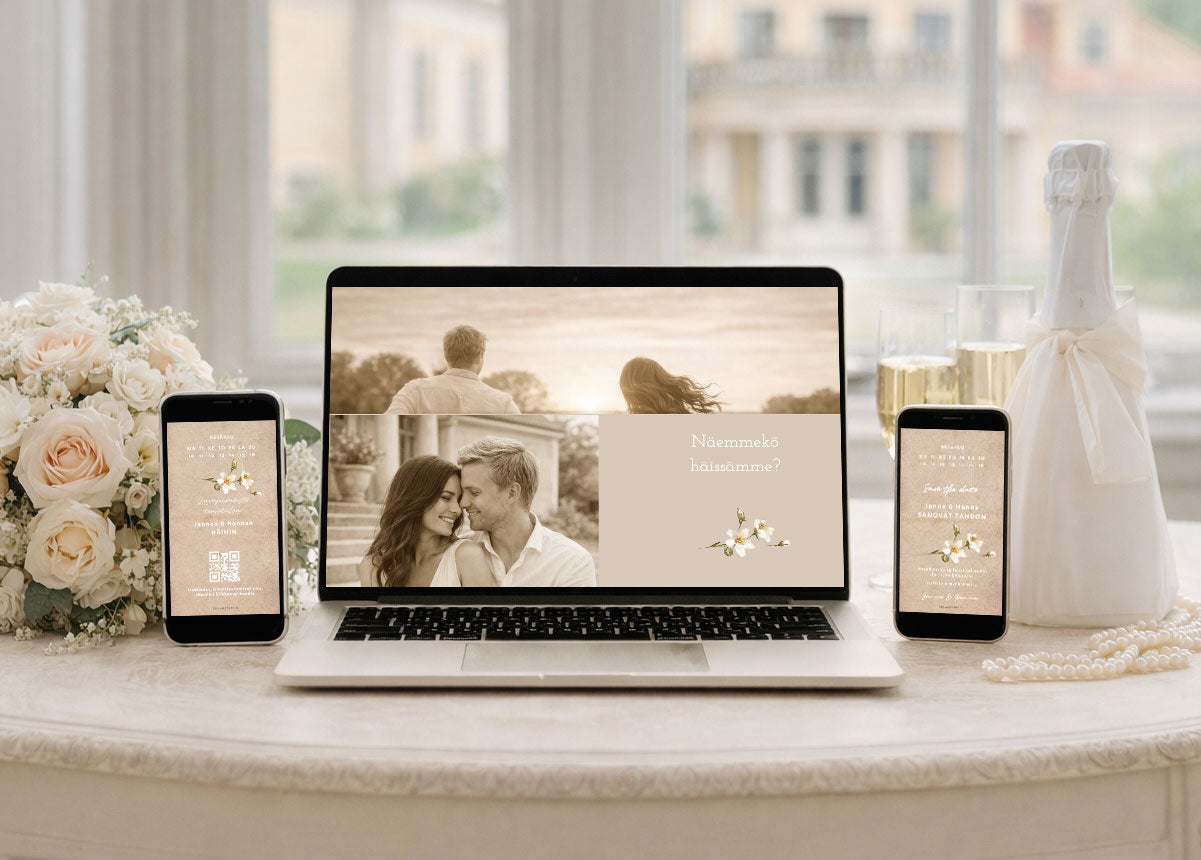 Digitaalinen save the date, kutsu & hääsivusto - Craft