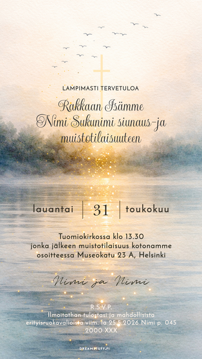 Digitaalinen hautajaiskutsu - Järvimaisema