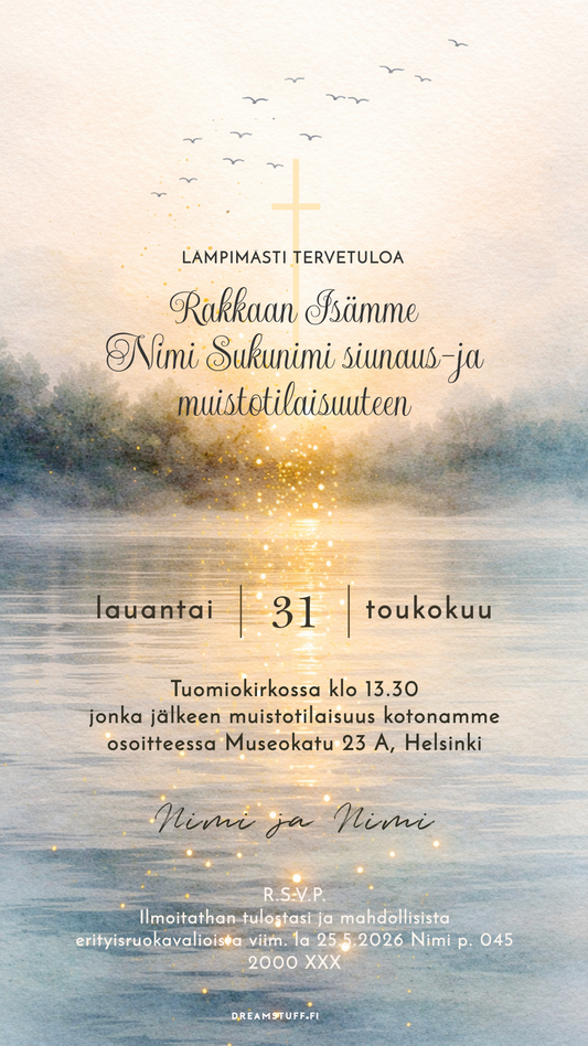 Digitaalinen hautajaiskutsu - Järvimaisema