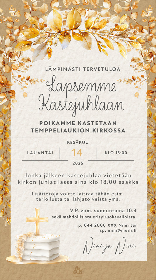 Digitaalinen kutsu kastejuhlaan / nimiäisiin - Kakku