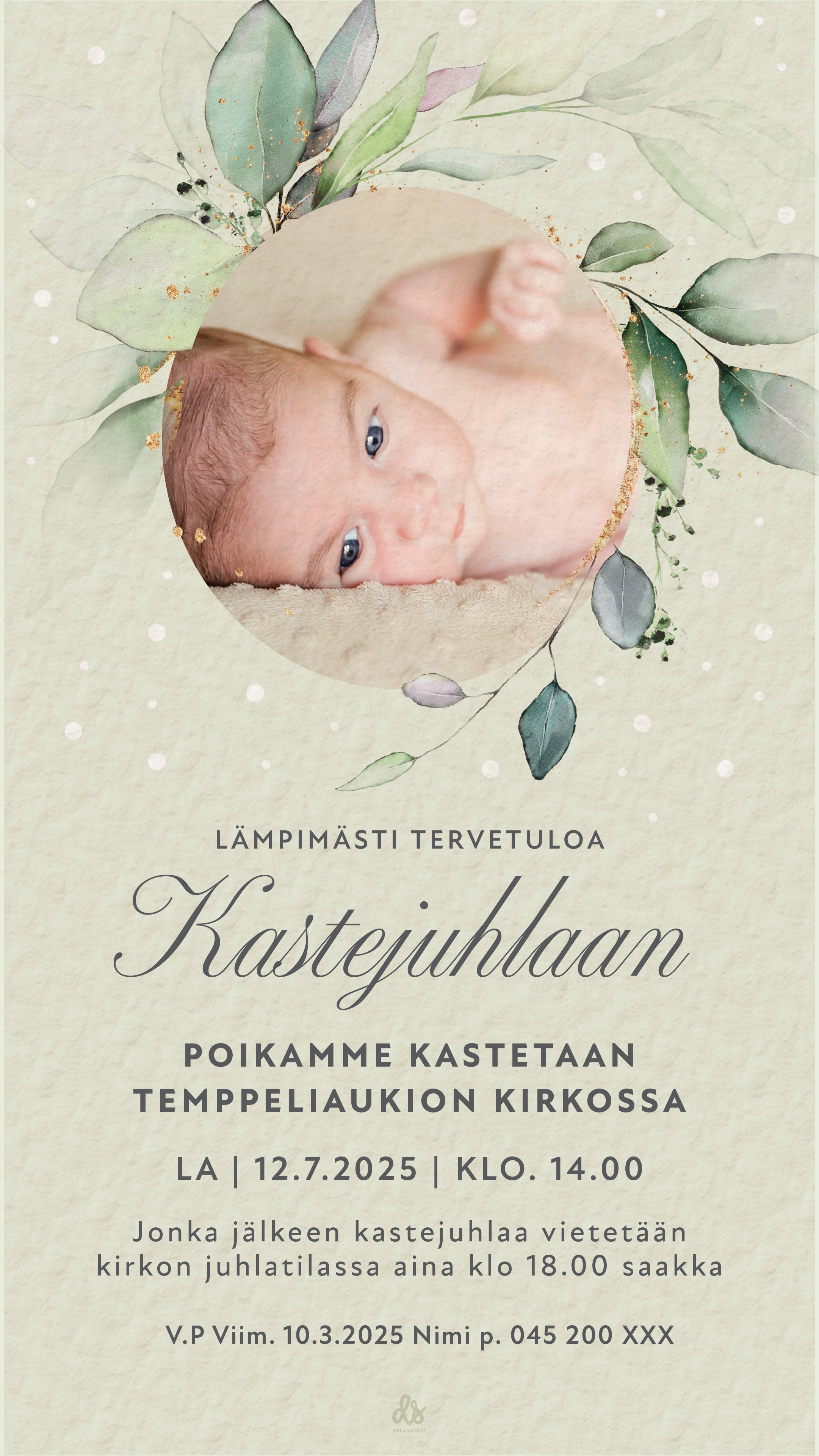 Digitaaliset kaste,-/ nimiäiskutsut - omalla valokuvalla