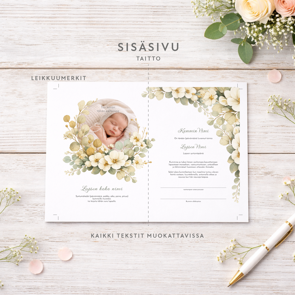 Kummitodistus – Pupu kuvalla (A5 taitettava, ladattava PDF)