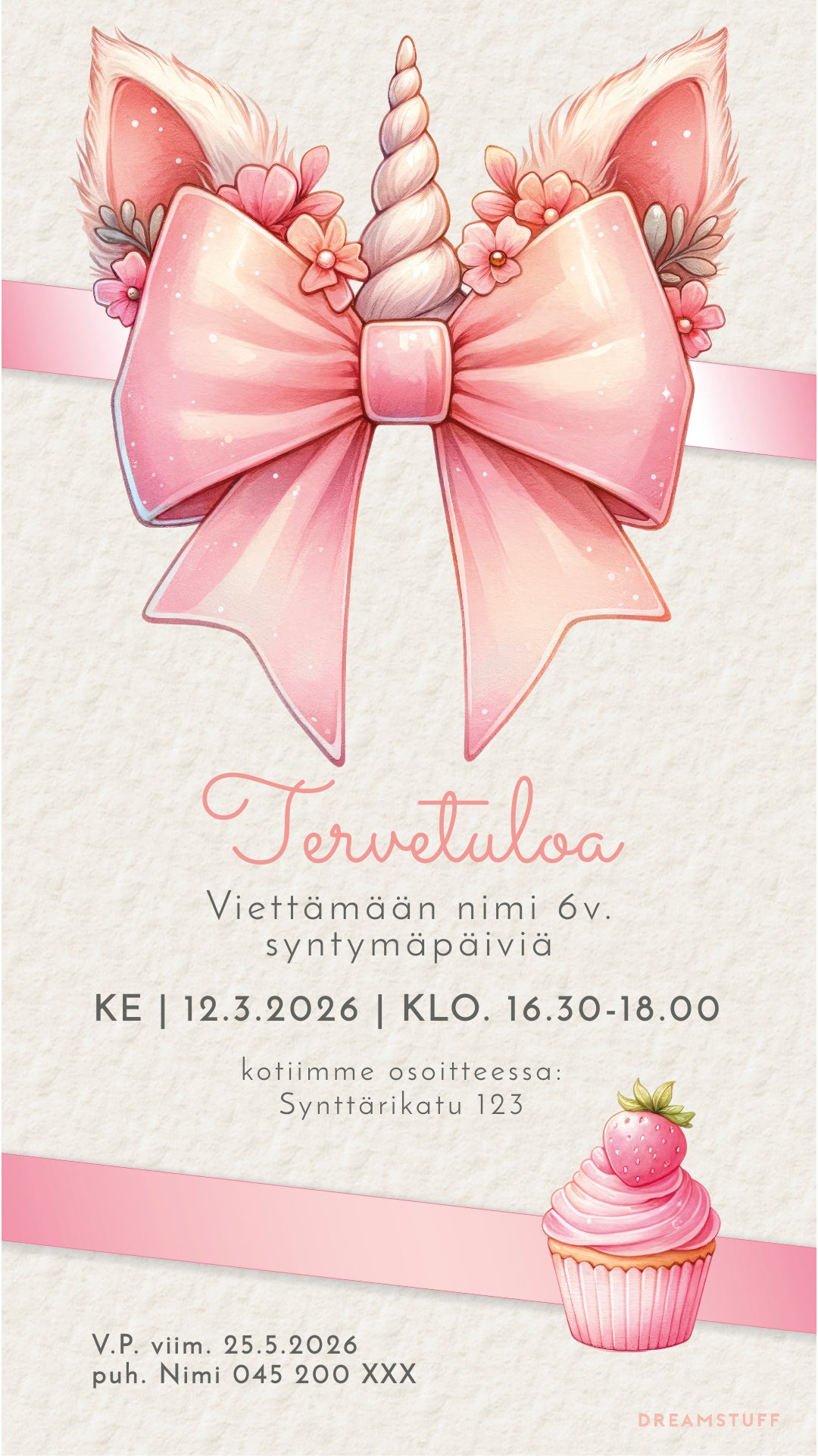 Digitala barninbjudningar med temat - Enhörning