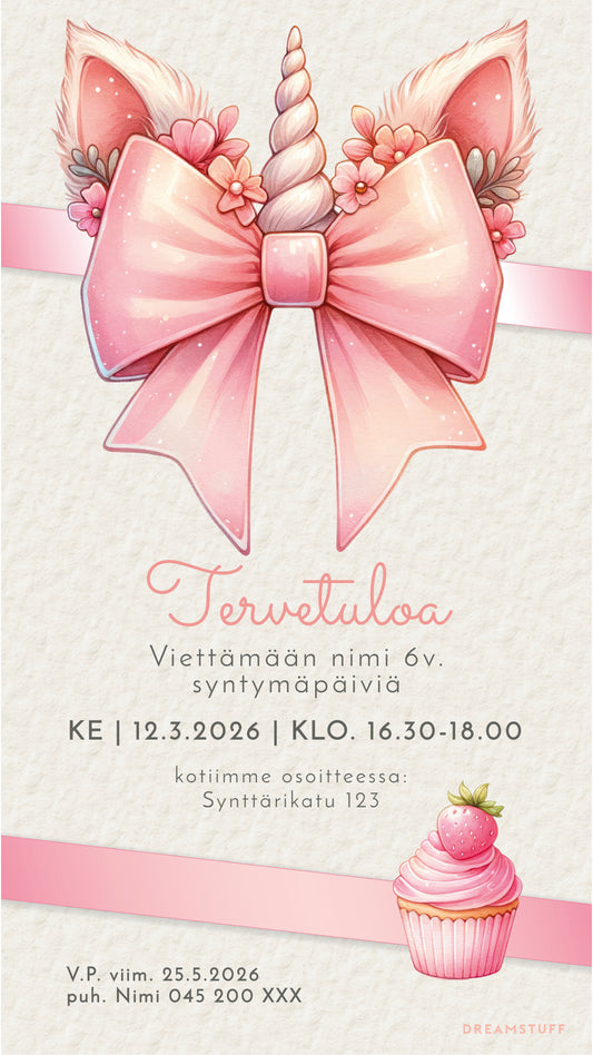 Digitala barninbjudningar med temat - Enhörning