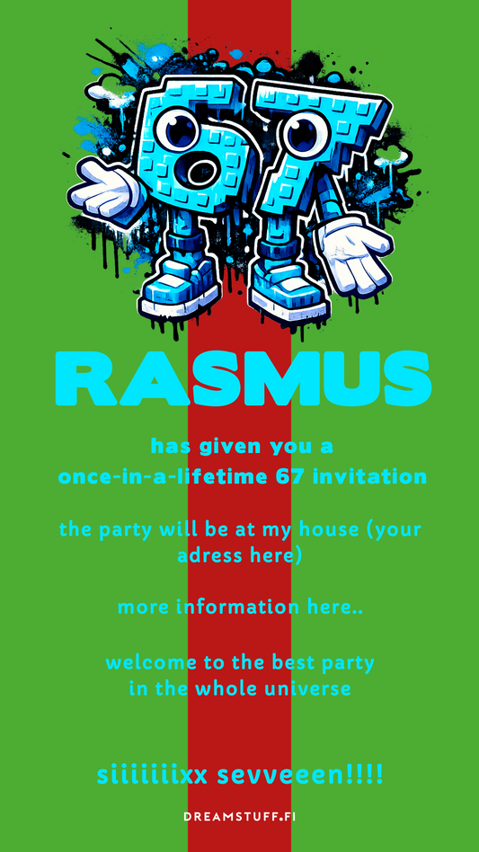 Digitaalinen syntymäpäiväkutsu lapsille - six seven