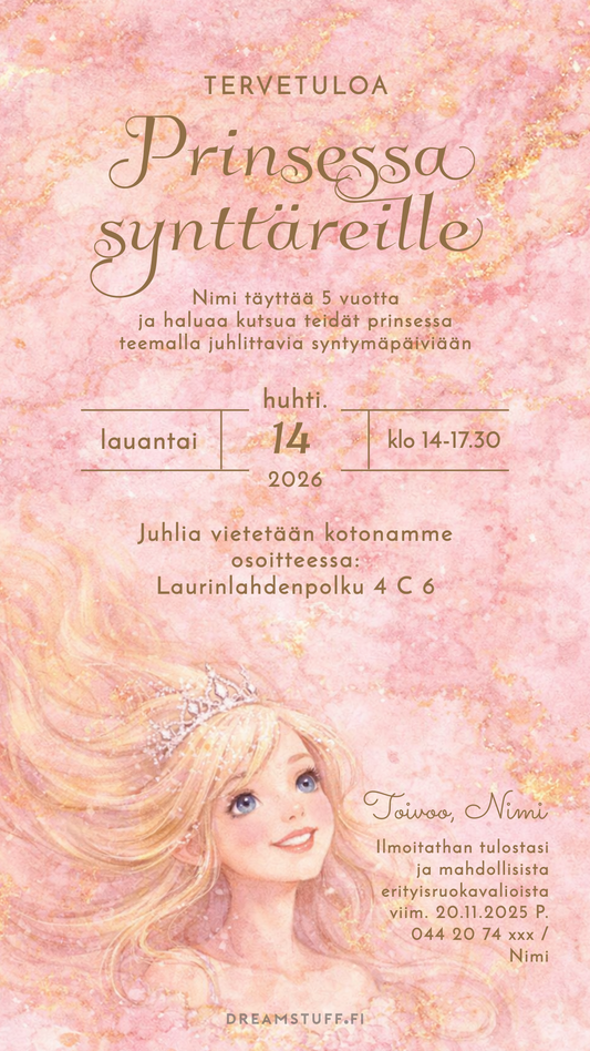 Digitaalinen kutsu - Prinsessa synttärit