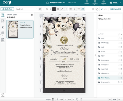 Digital Graduation Invitation - Flowers
