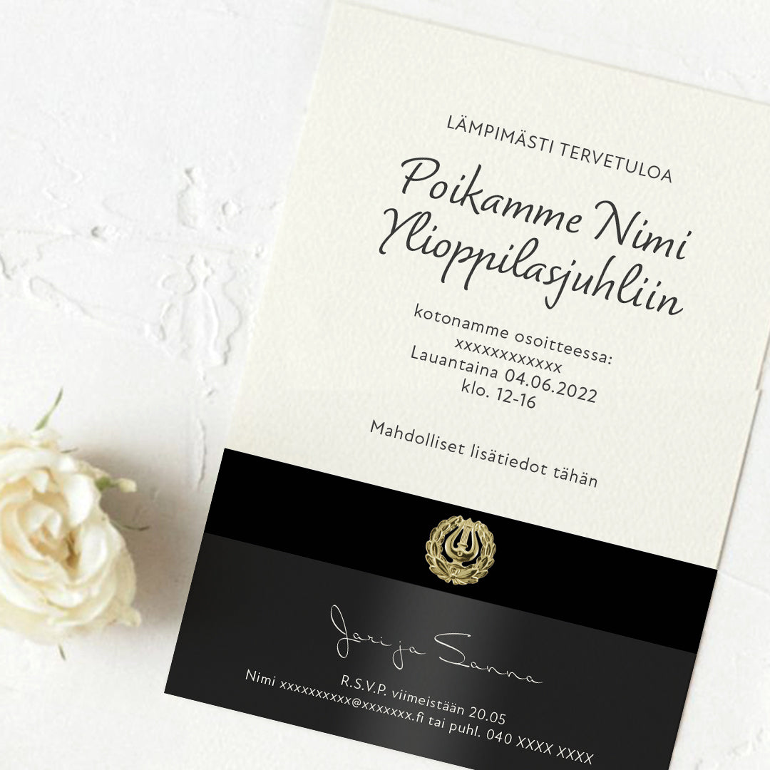 Painettu kutsu ylioppilasjuhlaan - Lyyra