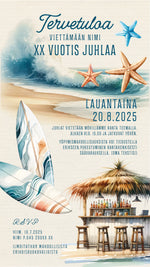 Lataa kuva Galleria-katseluun, Digitaalinen kutsu / save the date teemalla - Surf
