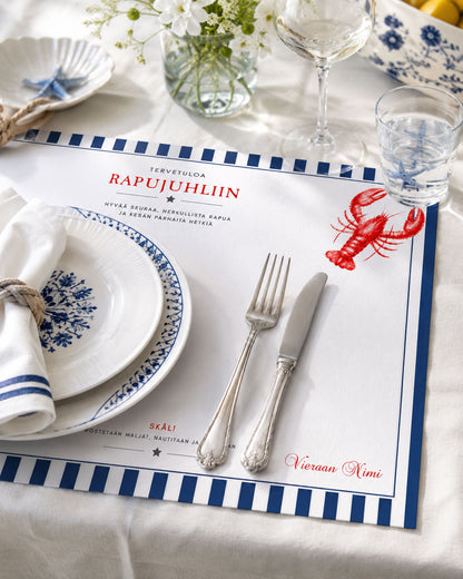 Rapujuhlapaketti Merellinen – kutsu, menu, laulukirja ja pöytätabletti | Muokattava lataustiedosto