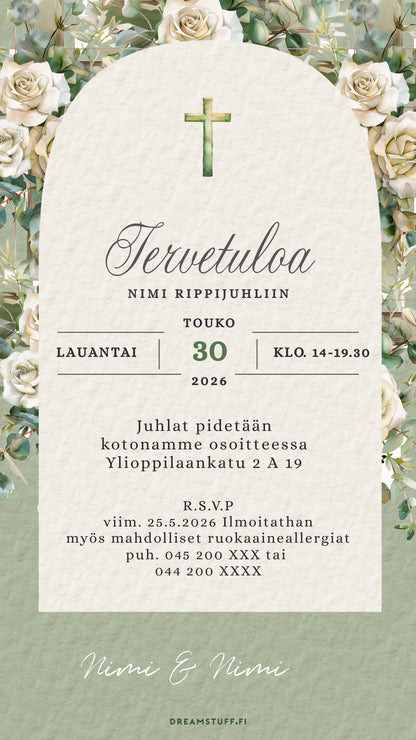 digitaalinen rippikutsu puhelimessa valmiina lähetettäväksi