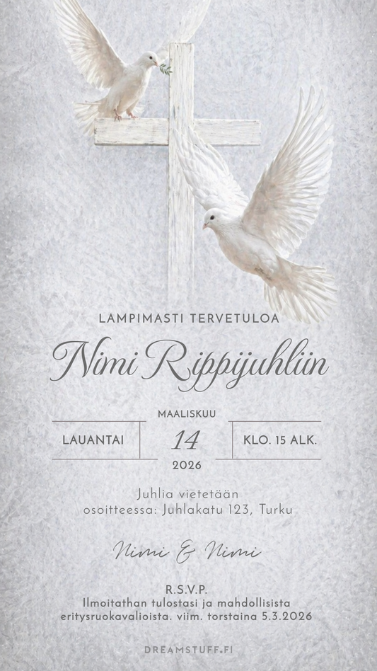 rippikutsu malli kaunis kutsukortti rippijuhlaan