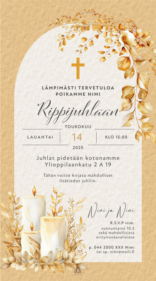 Digitaalinen kutsu rippijuhlaan - Kynttilät