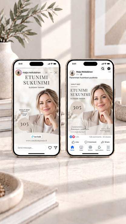 Muokattavat Instagram- ja Facebook-pohjat ehdokkaan vaalikampanjaan