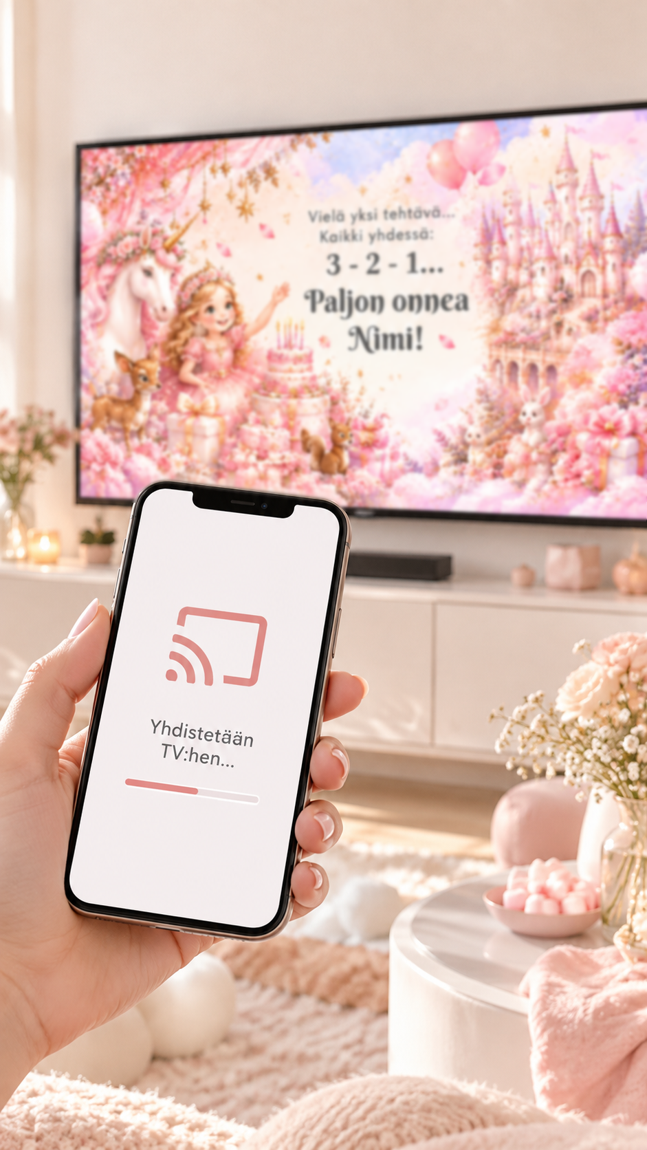 Yksisarvisprinsessan taikajuhlat – Digitaalinen synttäripeli + kutsu