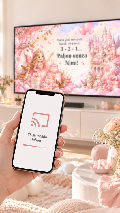 Yksisarvisprinsessan taikajuhlat – Digitaalinen synttäripeli + kutsu