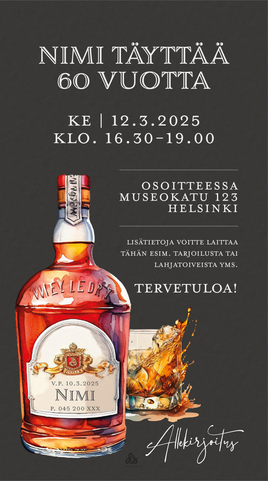 Digitaalinen syntymäpäiväkutsu aikuisille - Wiskey