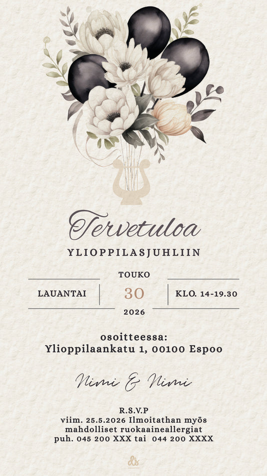 Digital examensinbjudan - Ballonger