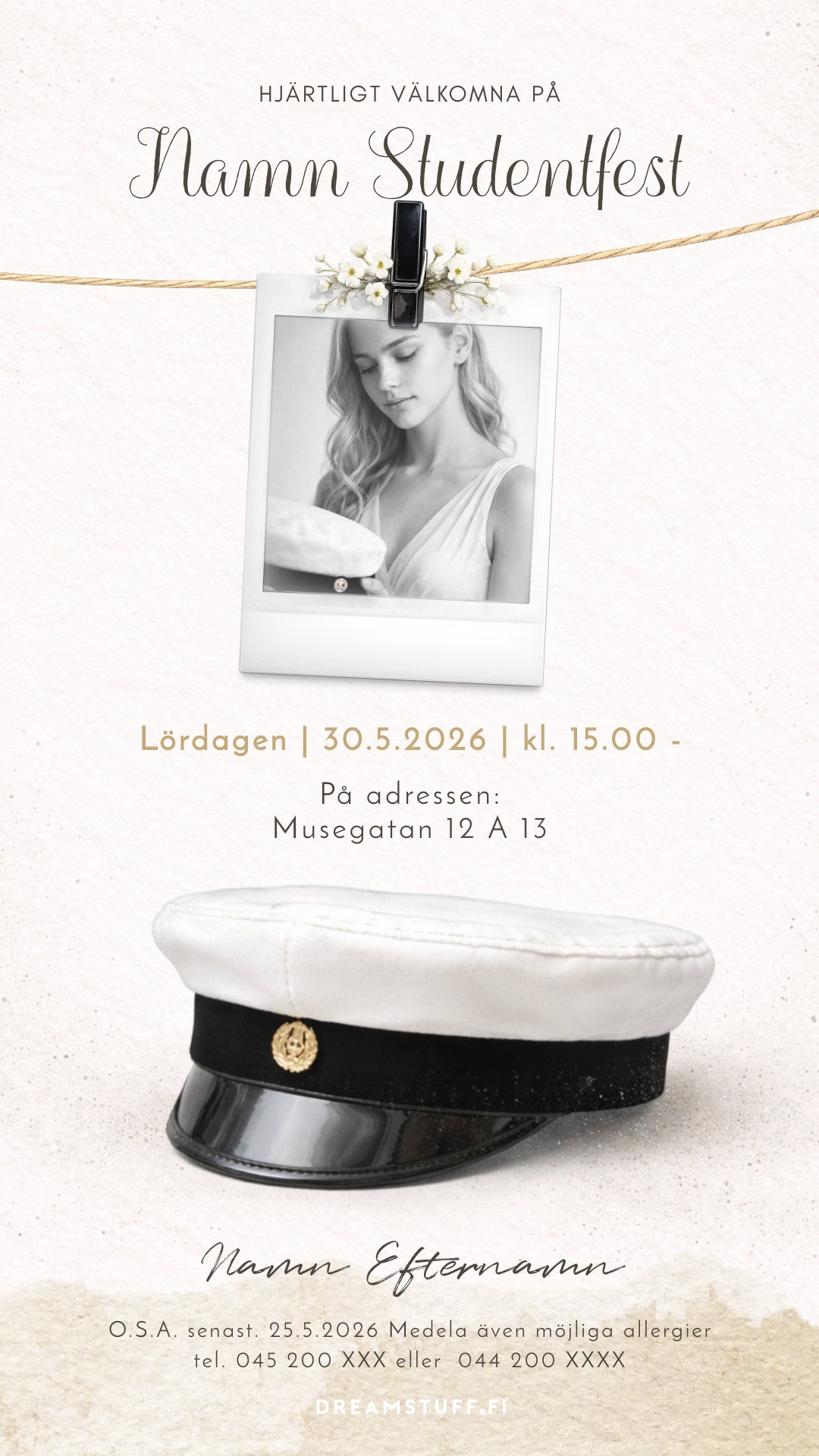 Digital examensinbjudan - Blommor