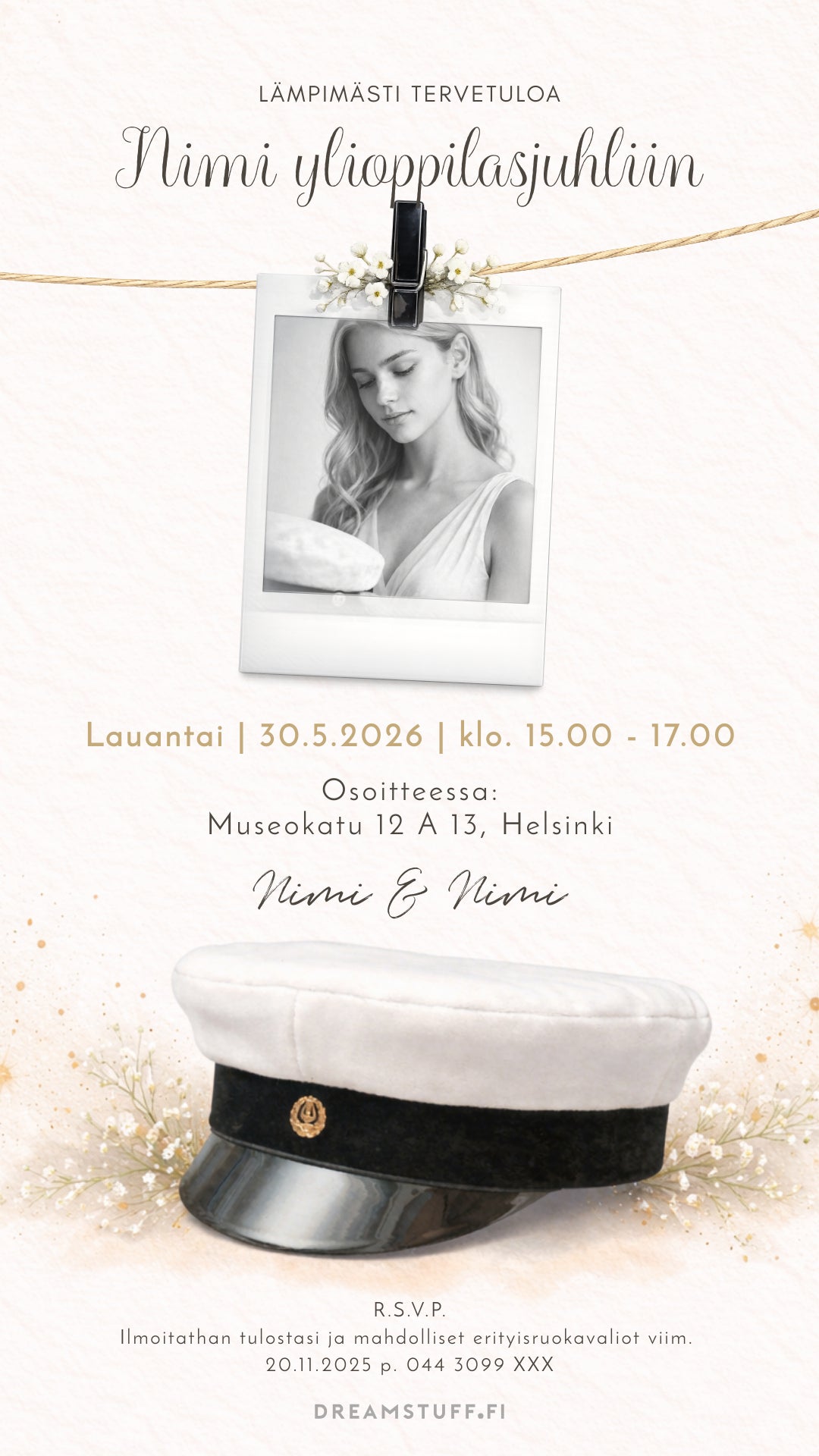 Digital examensinbjudan - Blommor