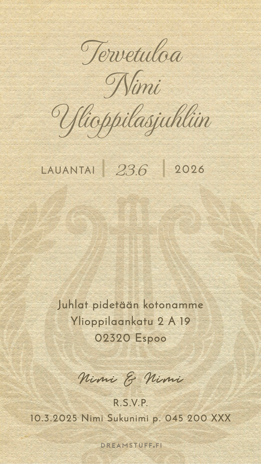 Digitaalinen ylioppilaskutsu - Beige