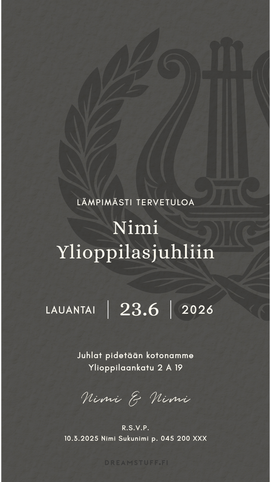 Digitaalinen ylioppilaskutsu - Tumma lyyra