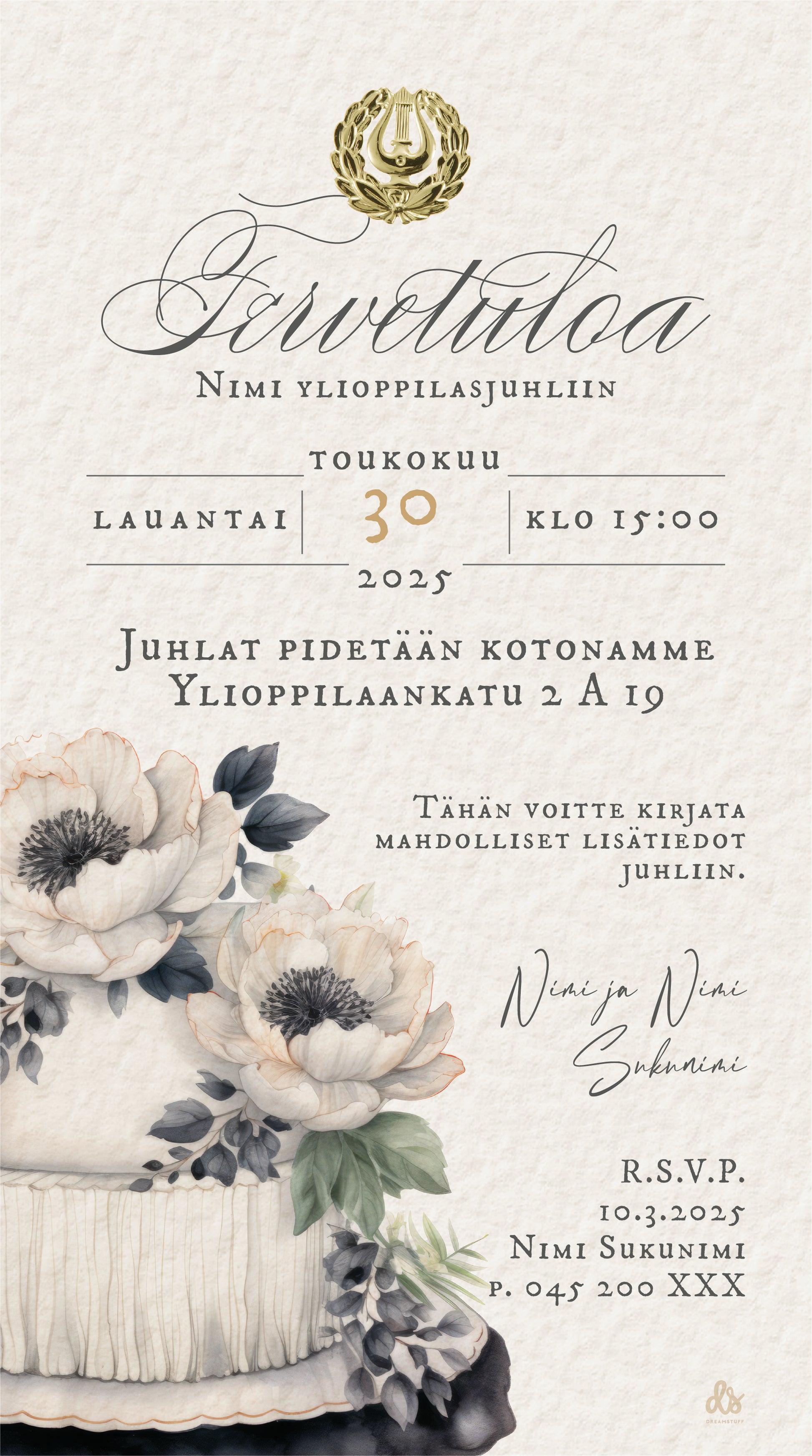 Ylioppilaskutsu Digitaalinen ylioppilaskutsu abi kutsu ylioppilasjuhlaan ylppärikutsu netistä valmiskutsupohja valmiskutsu sähköinen kutsu ylioppilas ylioppilaskutsu malli