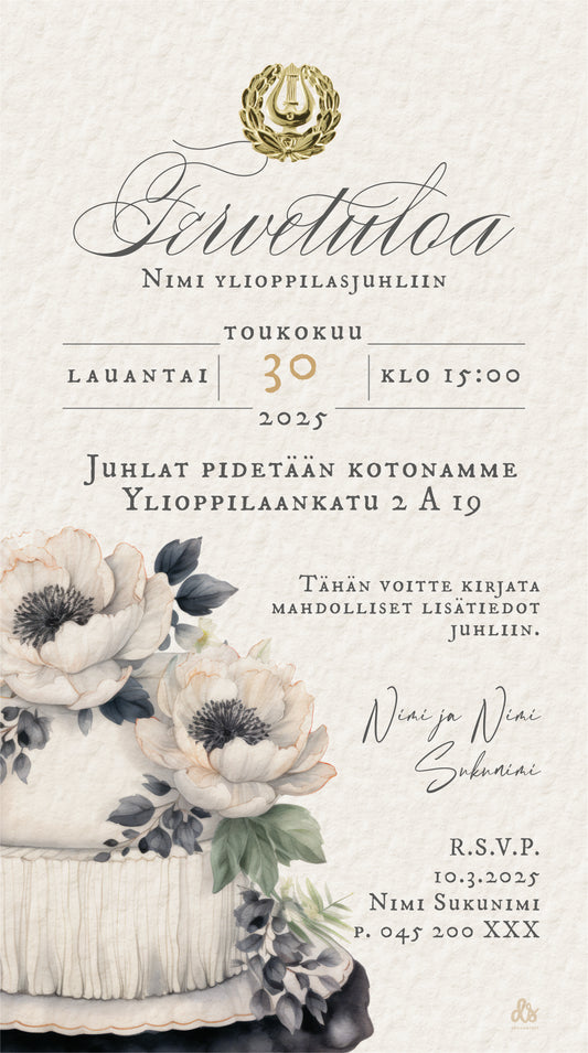 Ylioppilaskutsu Digitaalinen ylioppilaskutsu abi kutsu ylioppilasjuhlaan ylppärikutsu netistä valmiskutsupohja valmiskutsu sähköinen kutsu ylioppilas ylioppilaskutsu malli