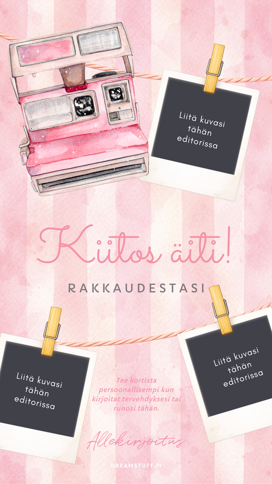 Digitaalinen toivotus - Polaroidit kuvamuistot pinkki