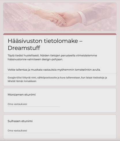 Digitaalinen save the date, kutsu & hääsivusto - Craft