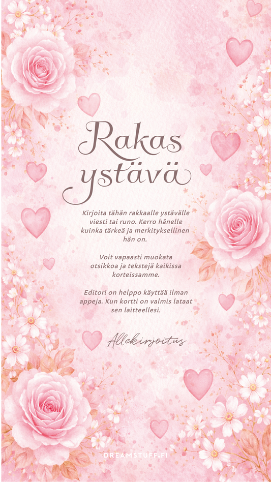 Digitaalinen ystävänpäiväkortti - Runo ystävälle