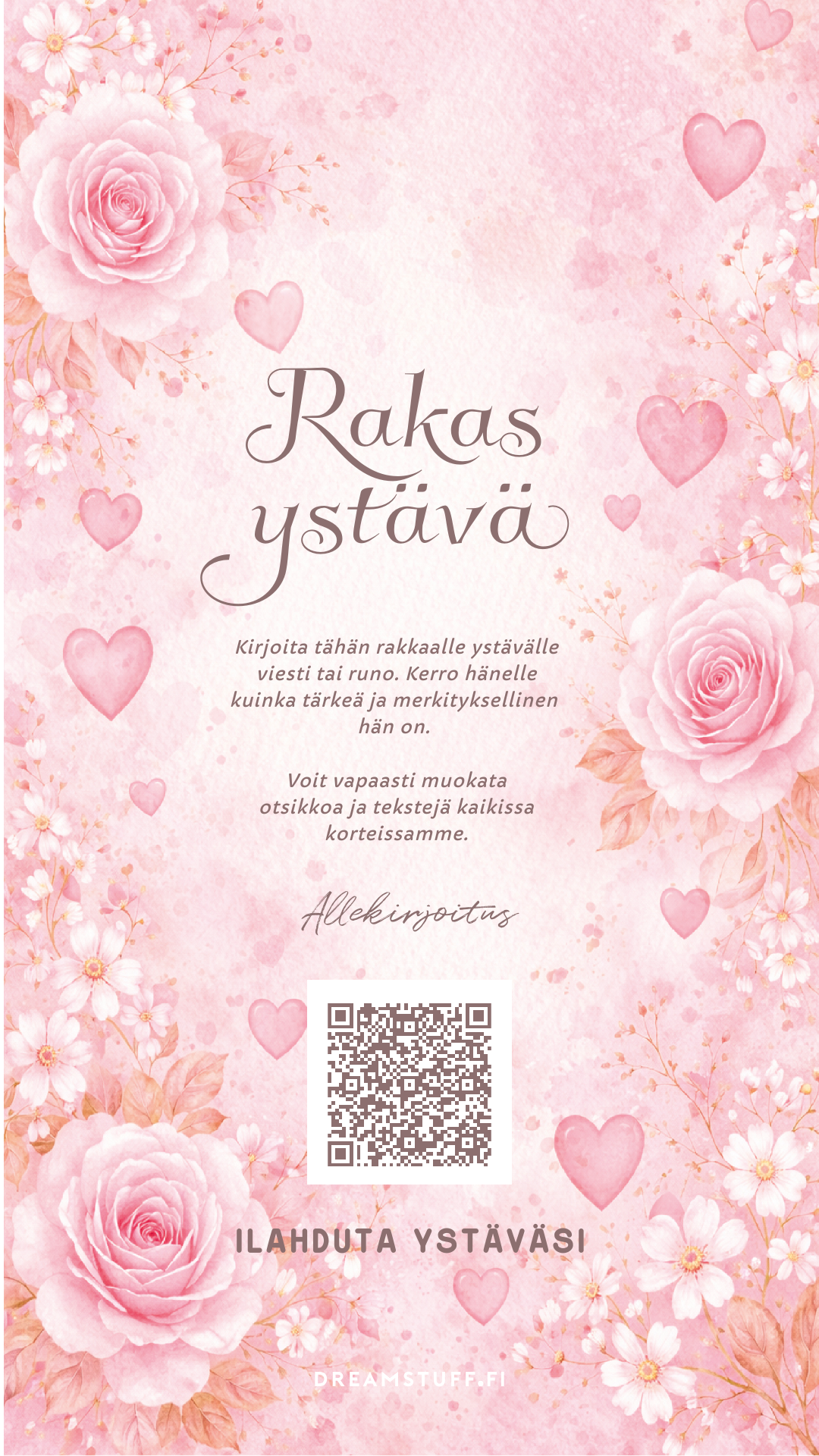 Digitaalinen ystävänpäiväkortti - Runo ystävälle ilmainen